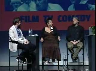 still from Nextbook panel w/Frank London, Jewlia Eisenberg, and Josh Kun