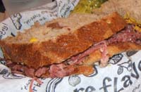 detail of Zingerman's corned beef sandwich