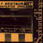 Album cover: Duotone. Shop window. Spanish words w/KOSHER sign